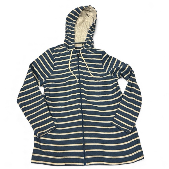 L.L. Bean Jackets & Blazers - L.L. Bean Striped 100% Cotton Full Zip Jacket with Hood